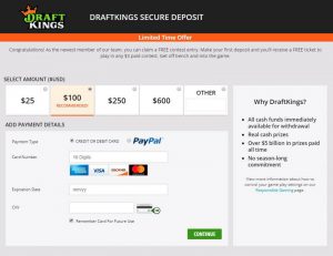 draftkings account deposit goes to lobby